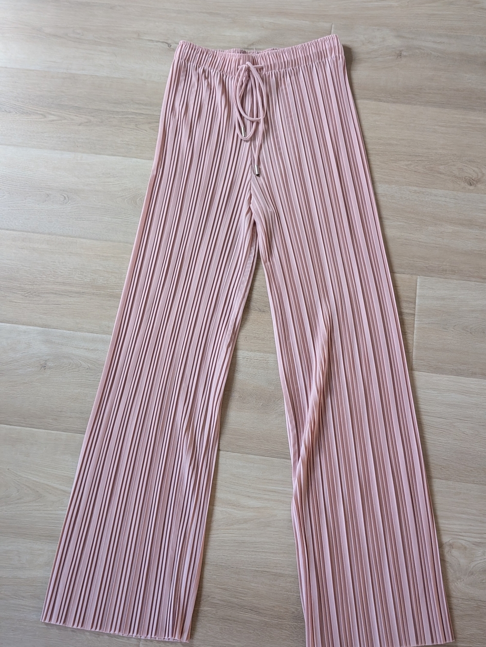 Women's Pleated Drawstring Wide-Leg Pants - Pink
